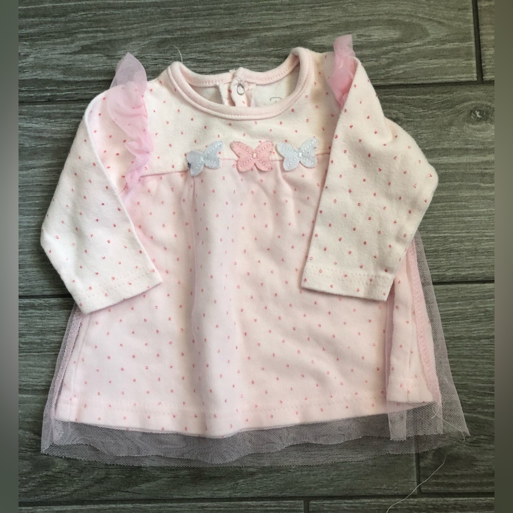 Rene Rofe Baby Pink Long Sleeve Top with Butterfly Design